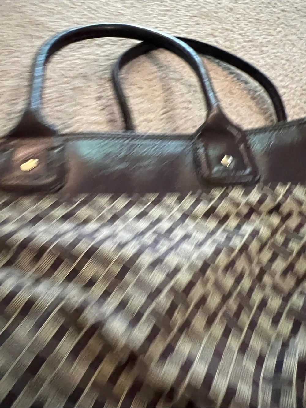 Tommy Hilfiger Brown and Cream Signature Stripe Tote